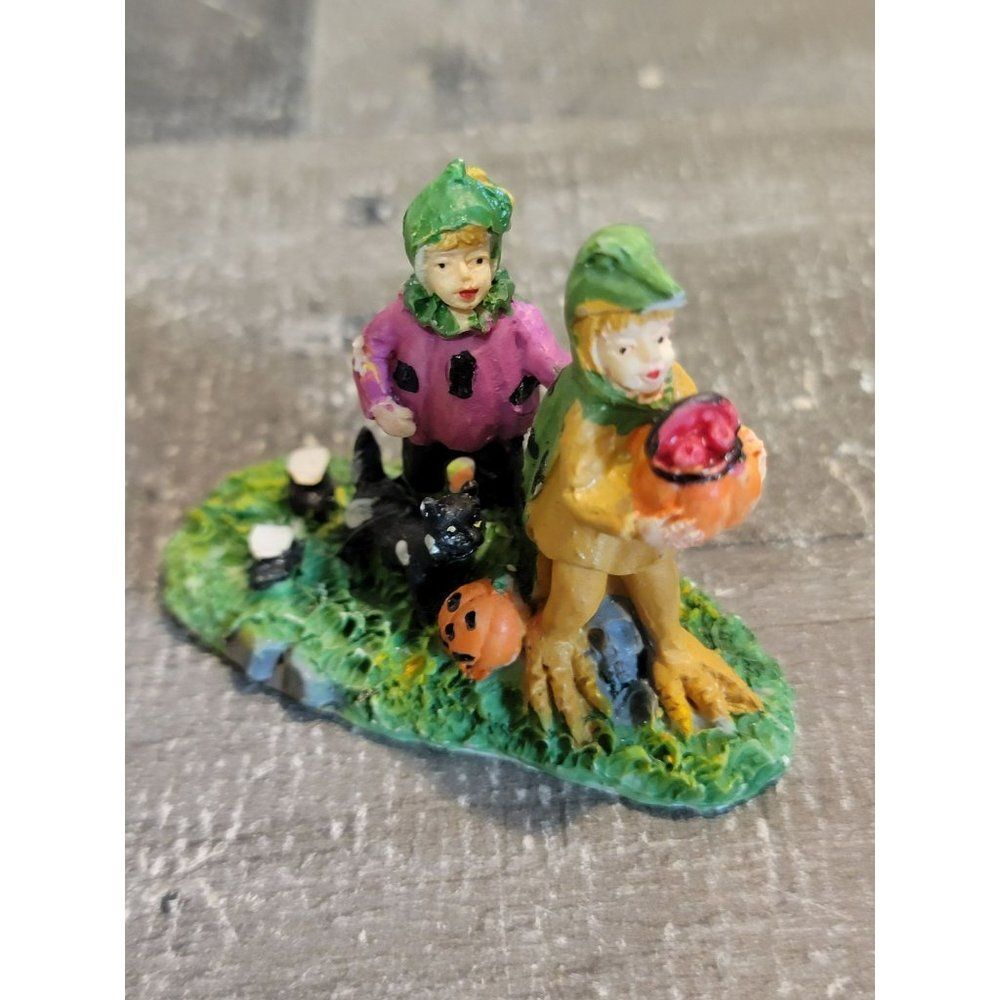 Ceramic Halloween kid costume trick-or-treat AS IS pumpkin black cat